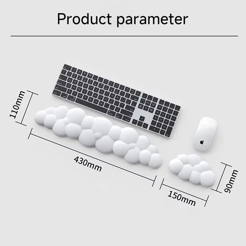 Leather Cloud Shape Wrist Rest Pad Soft PU Material Memory Foam Anti-Slip Rubber Base Office Keyboard Mouse Support Wrist Pad