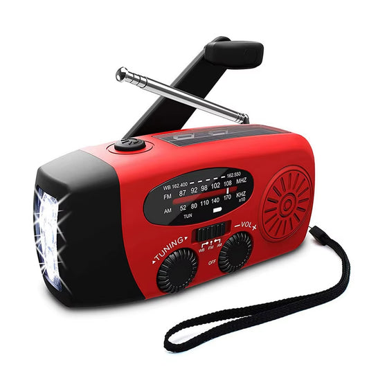 Portable Multifunctional Hand Radio Crank Dynamo Solar Powered Weather Radios NOAA/AM/FM Emergency LED Flashlight Power Bank