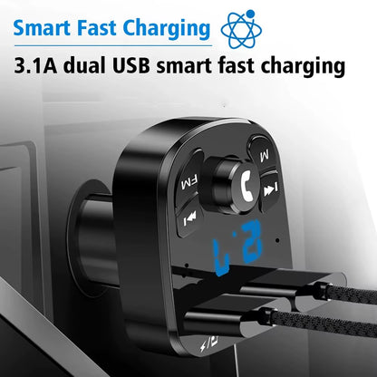 Car MP3 Player Dual USB Fast Charging Charger FM Receiver Bluetooth Compatible 5.0 Transmitter U-Disk Flash Drive Plug Car Kit