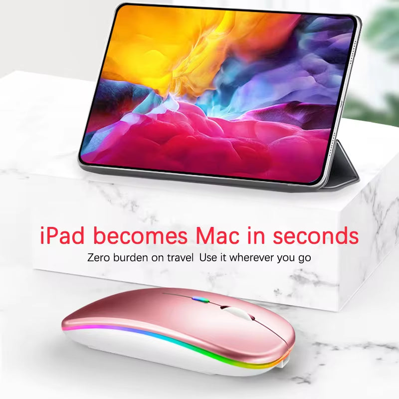 Tablet Phone Computer Bluetooth Wireless Mouse Rechargeable RGB Backlight Mice for Ipad PC Laptop Tablet Phone 2.4Ghz USB Mouse