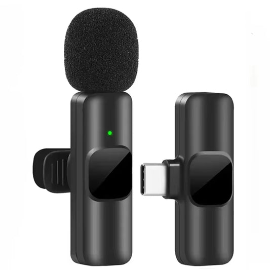 Wireless Lavalier Microphone Portable Audio Video Recording Mini Mic for Iphone Android Live Broadcast Gaming Phone with Receive