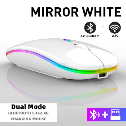 Tablet Phone Computer Bluetooth Wireless Mouse Rechargeable RGB Backlight Mice for Ipad PC Laptop Tablet Phone 2.4Ghz USB Mouse