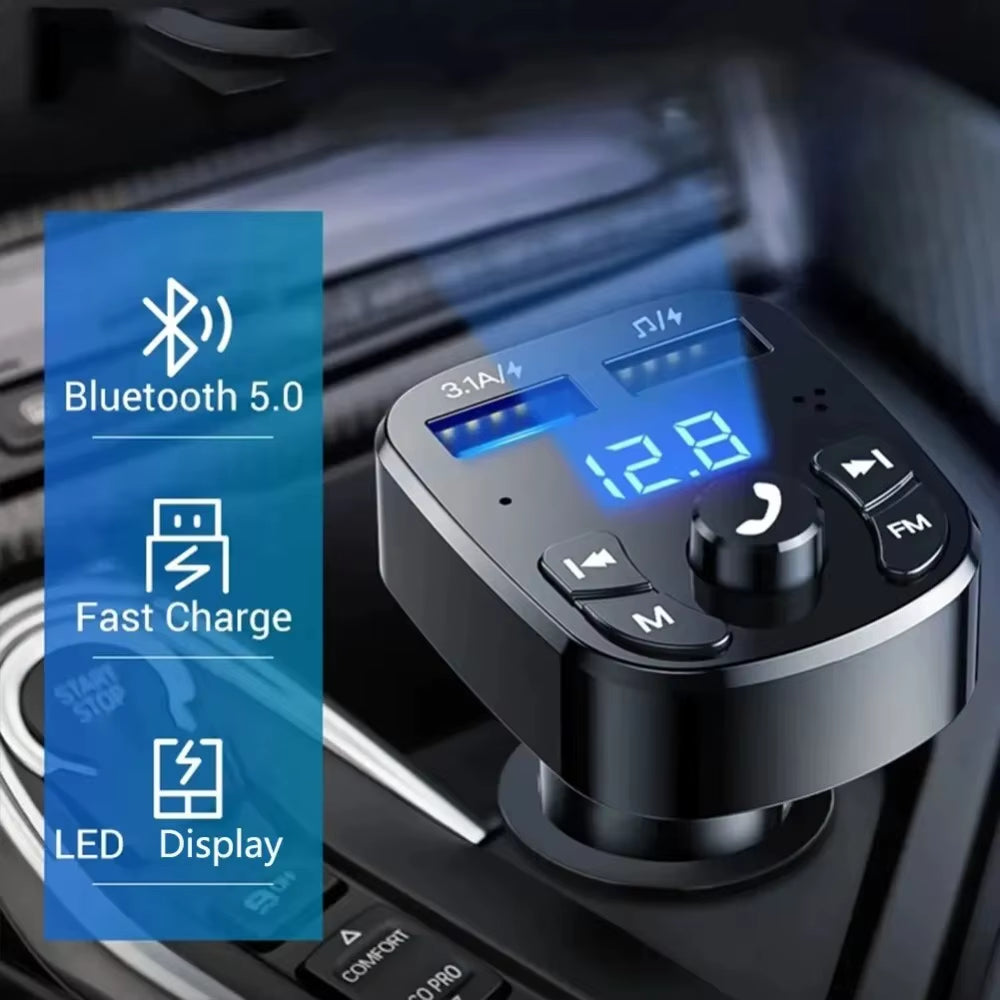Car MP3 Player Dual USB Fast Charging Charger FM Receiver Bluetooth Compatible 5.0 Transmitter U-Disk Flash Drive Plug Car Kit