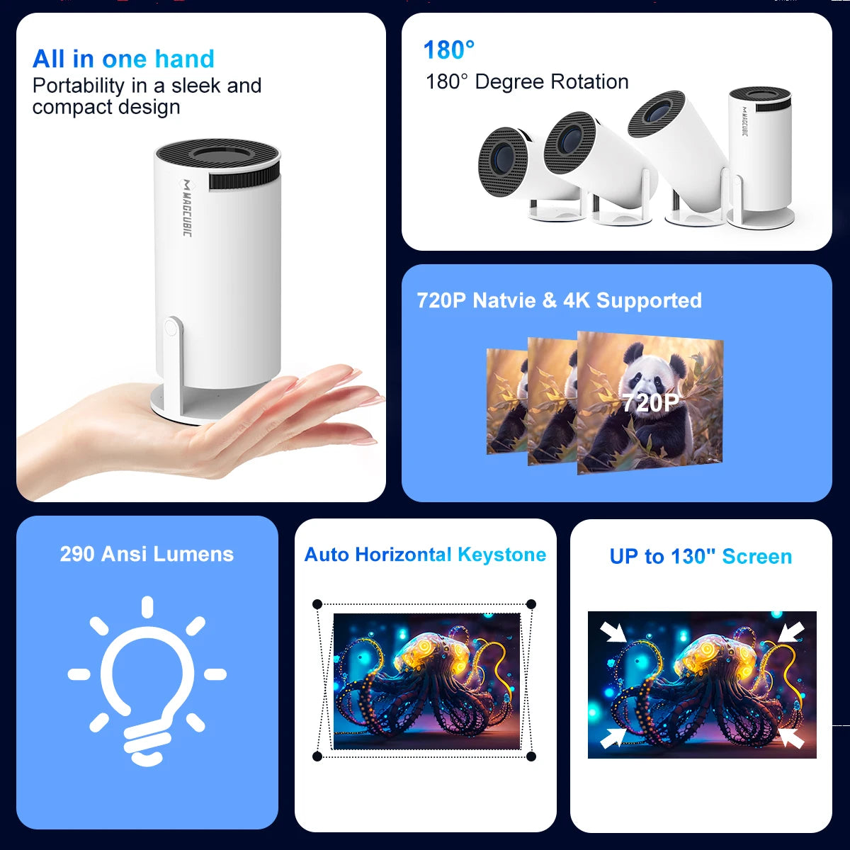 Projector HY300 Pro 4K Android 11 Dual Wifi6 290ANSI BT5.0 1080P 1280*720P Home Cinema Outdoor Projetor