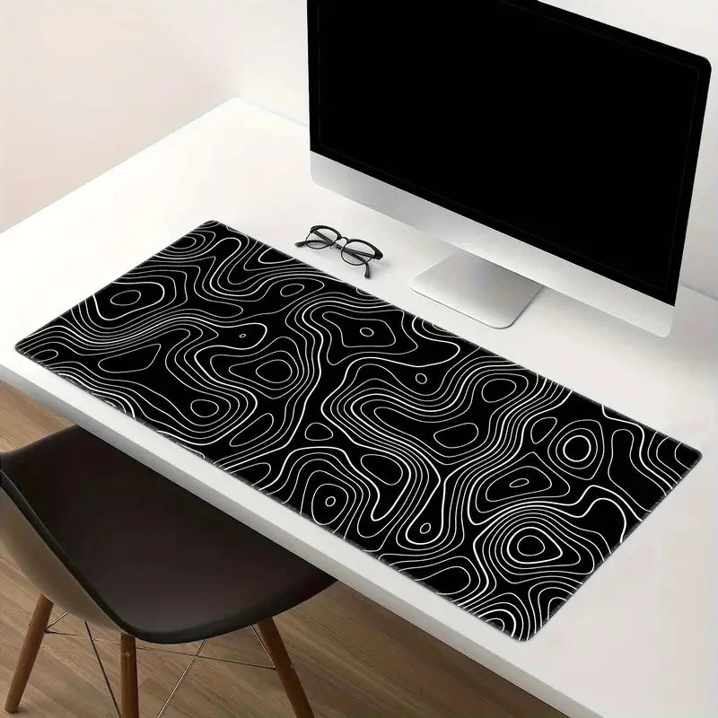 Large Extended Gaming Mouse Pad with Non-Slip Rubber Base,Topographic Design,For Full Desk Keyboard and Mouse Support