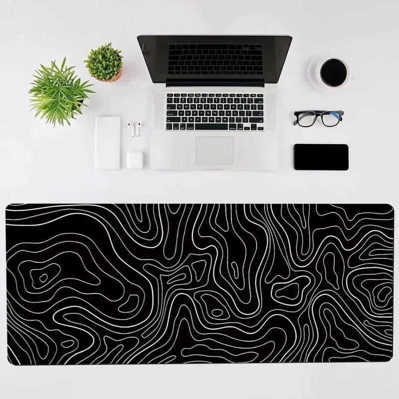 Large Extended Gaming Mouse Pad with Non-Slip Rubber Base,Topographic Design,For Full Desk Keyboard and Mouse Support