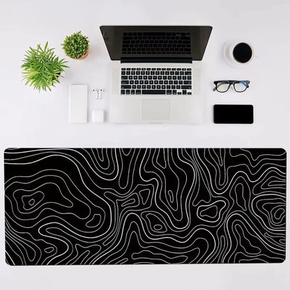 Large Extended Gaming Mouse Pad with Non-Slip Rubber Base,Topographic Design,For Full Desk Keyboard and Mouse Support
