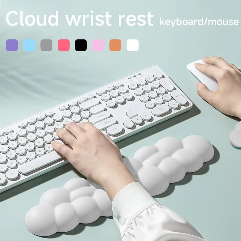 Leather Cloud Shape Wrist Rest Pad Soft PU Material Memory Foam Anti-Slip Rubber Base Office Keyboard Mouse Support Wrist Pad