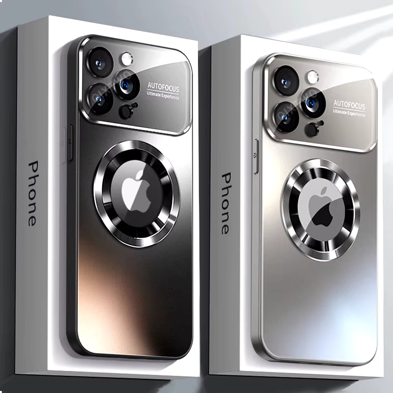 Luxury Glass Camera Lens for Magesafe Magnetic Wireless Charging Case for Iphone 11 12 13 14 15 16 Pro Max plus Shockproof Cover