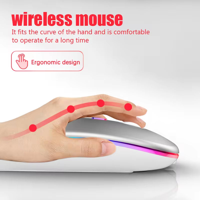 Tablet Phone Computer Bluetooth Wireless Mouse Rechargeable RGB Backlight Mice for Ipad PC Laptop Tablet Phone 2.4Ghz USB Mouse