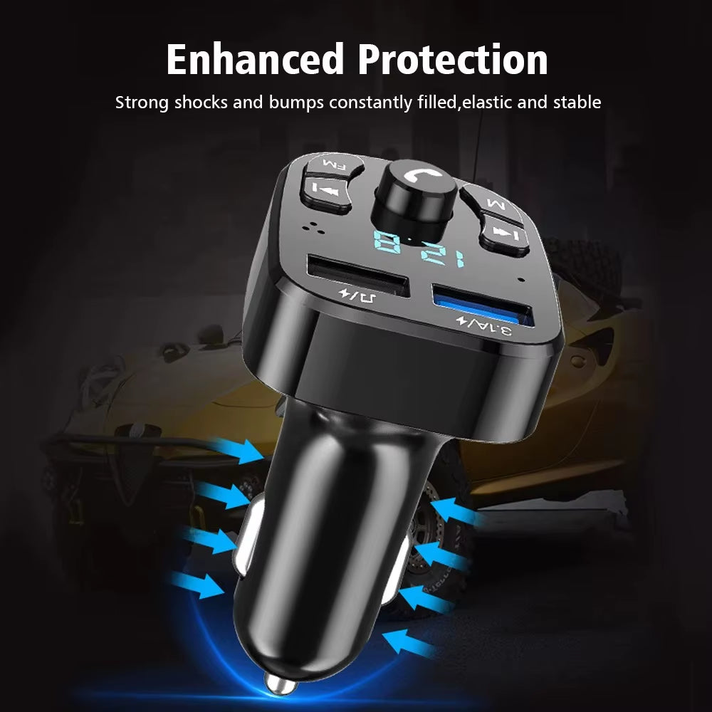 Car MP3 Player Dual USB Fast Charging Charger FM Receiver Bluetooth Compatible 5.0 Transmitter U-Disk Flash Drive Plug Car Kit