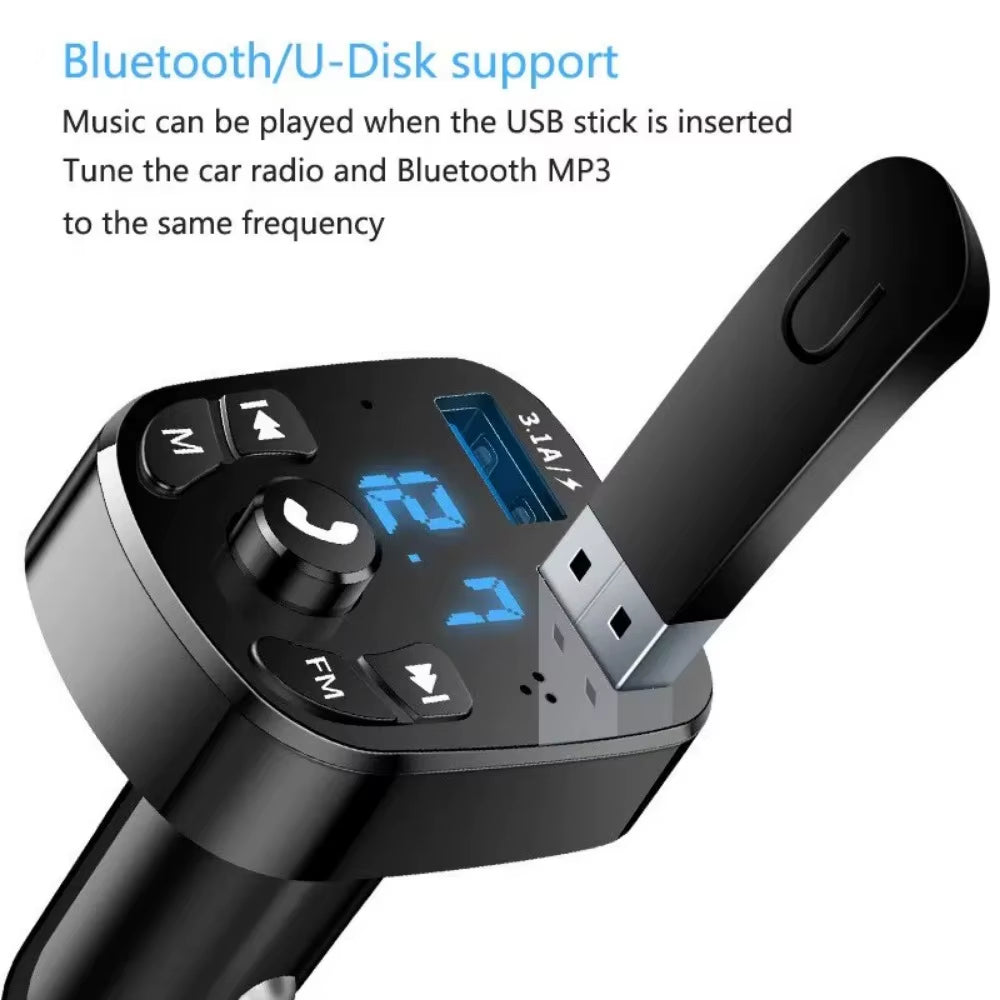 Car MP3 Player Dual USB Fast Charging Charger FM Receiver Bluetooth Compatible 5.0 Transmitter U-Disk Flash Drive Plug Car Kit