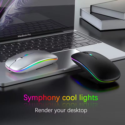 Tablet Phone Computer Bluetooth Wireless Mouse Rechargeable RGB Backlight Mice for Ipad PC Laptop Tablet Phone 2.4Ghz USB Mouse