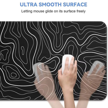 Large Extended Gaming Mouse Pad with Non-Slip Rubber Base,Topographic Design,For Full Desk Keyboard and Mouse Support