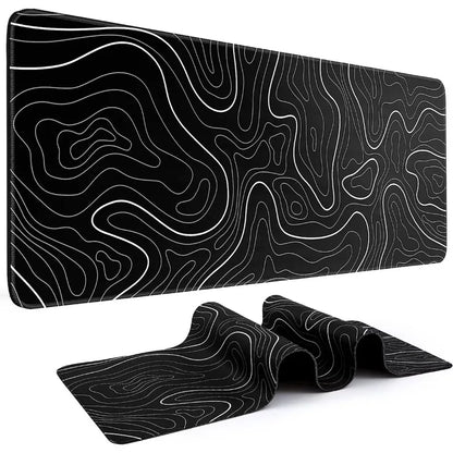 Large Extended Gaming Mouse Pad with Non-Slip Rubber Base,Topographic Design,For Full Desk Keyboard and Mouse Support